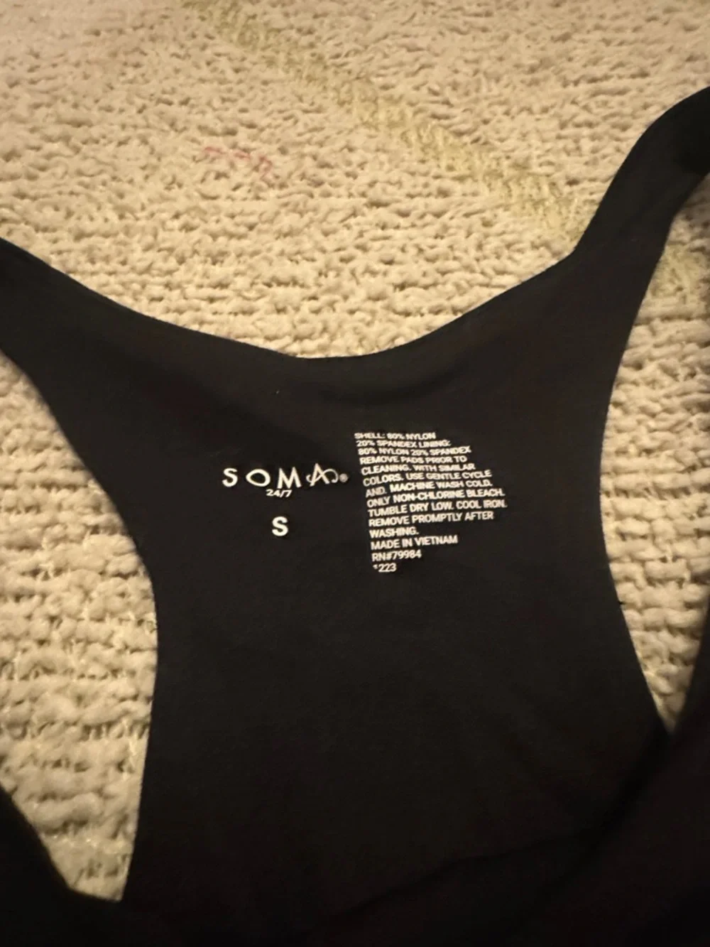Soma 24/7 Black Racerback Lounge Dress Size Small Soft Stretch - Picture 2 of 3